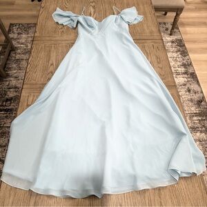 SORELLA VITA Pale Blue Off-Shoulder Flowing Gown
